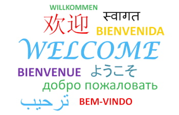 Welcome written in many different languages