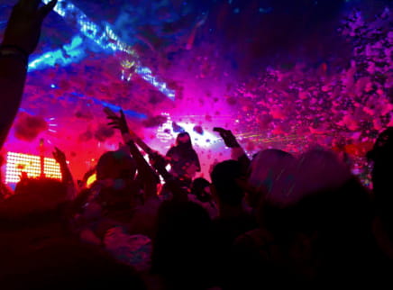 Colourful shot of a crowd partying